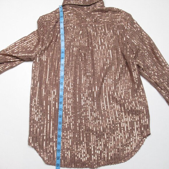 NWOT Anthropologie The Remie Sequin Buttondown Brown XS - Picture 6 of 6